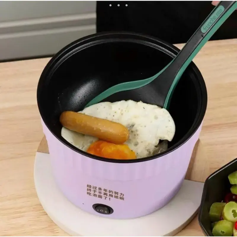 Nồi Lẩu Điện Mini Đa Năng Chống Dính Vân Đá Dung Tích 1,8L, Cốc Lẩu Cô Đơn Hot Có Thể Chiên, Sào, Nấu Mì Dễ Dàng Vệ Sinh Nồi Điện Nấu Ăn 1