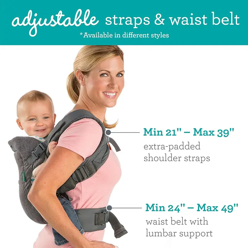 4-in-1 Baby Carrier, 1 Count Hands-free Baby Wrap Carrier, Ergonomic Convertible Face-in and Face-out Front and Back， Suitable for Newborns & Older Babies 8