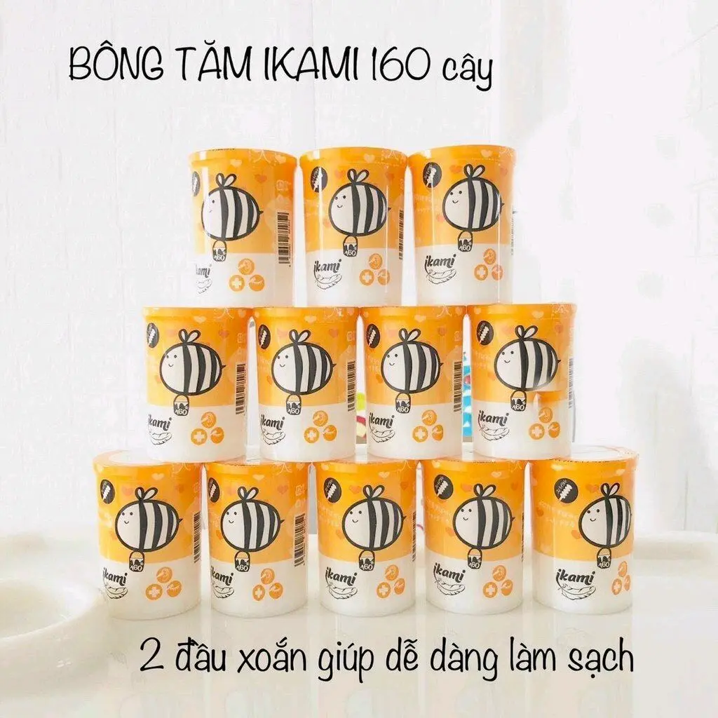 Combo 2 hộp: Tăm bông cho bé. Tăm bông lkami kháng khuẩn chuyên dụng dành cho trẻ sơ sinh.