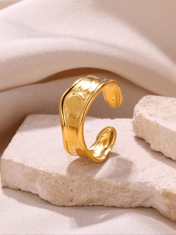 Unisex Simple Style Plain Color Irregular Shaped Ring, Casual Trendy Minimalist Ring, Fashionable Matching Jewelry for Daily & Party Decoration 2