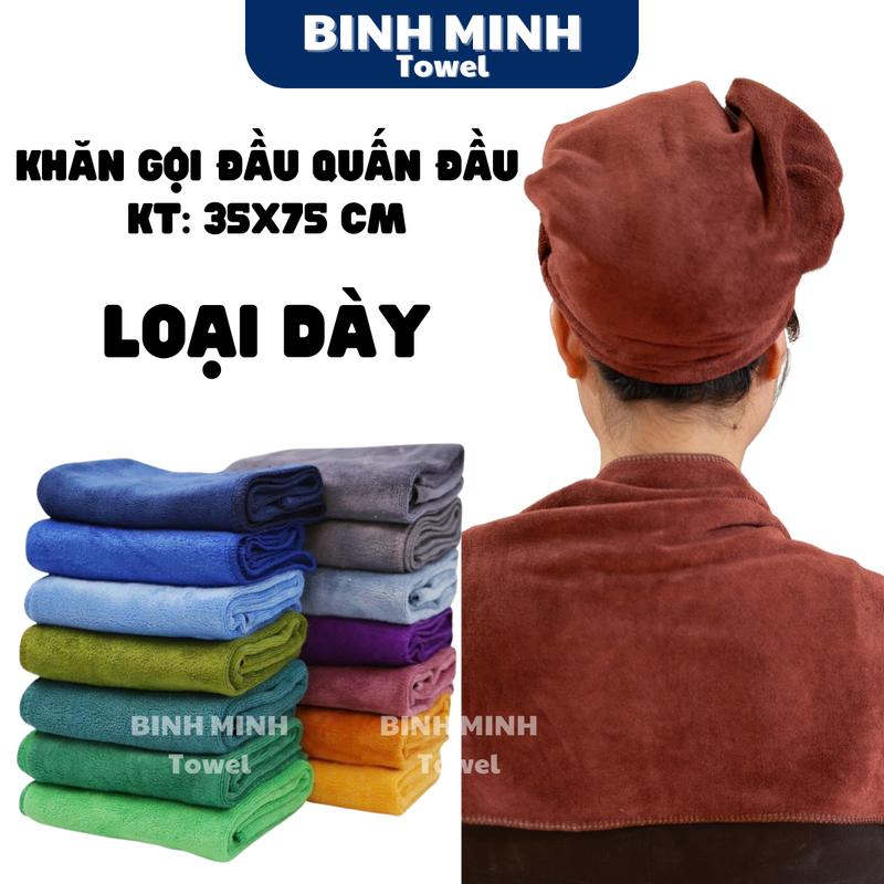 Combo 20 khăn gội đầu quấn đầu loại Dày BinhMinh Towel mềm mịn siêu thấm hút Nhà Tắm Khăn Tắm