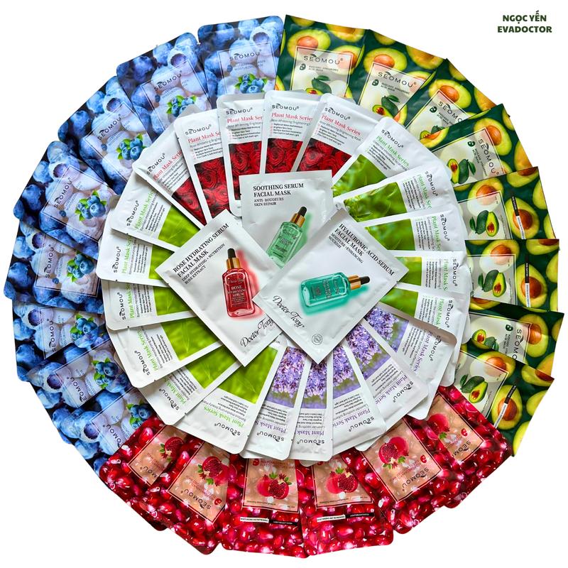 [ Da Dầu ] Combo 100 Miếng Mặt nạ trái cây và tinh chất hỗ trợ Kiềm Dầu Giảm Mụn Skincare Nữ Mask Làm Đẹp Da Women Cosmetic Đắp Mặt Peel Da  Dưỡng Ẩm Da chotuổidậythì mask  giay mặt nạ  Kem Face hồng phục hồi da