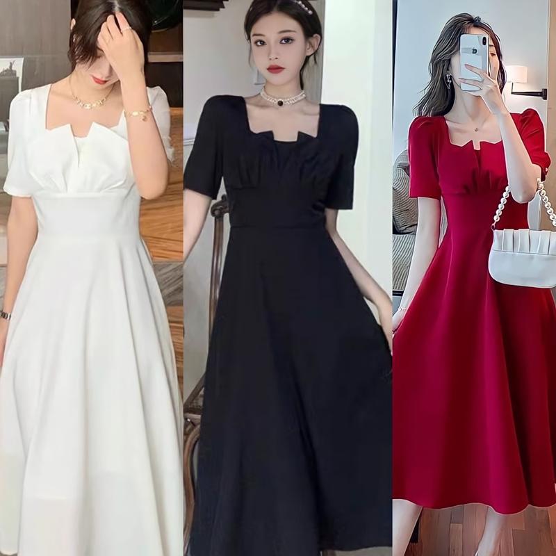 Thời Trang Bigsize Váy Đi Tiệc Cúp Ngực Cho Nữ Vải Cotton Lạnh Cao Cấp Thanh lịch 50 - 100Kg Đầm Đen Dress Voan Women - A.1086