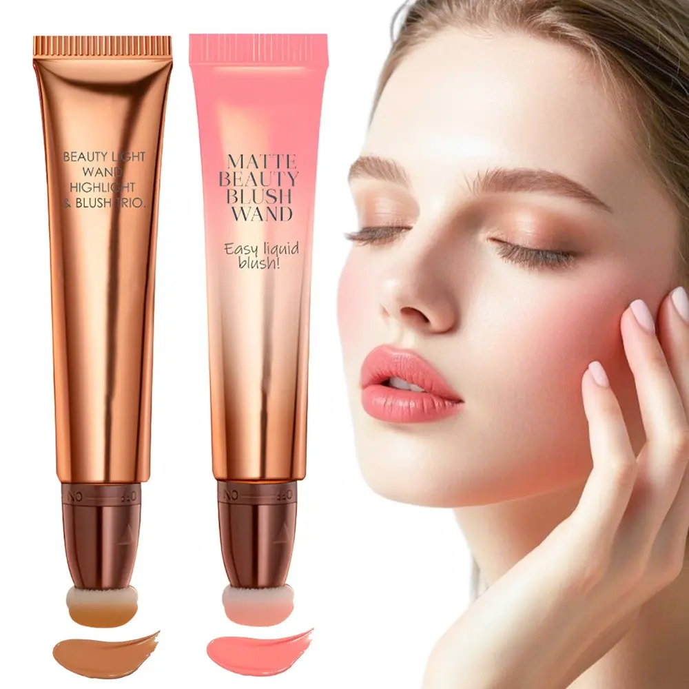 Easy to Blend 3-in-1 Liquid Blush Wand Highlight Contour Conceal - Moisturizing Contour Beauty Wand Waterproof Long-Lasting Blush Makeup Stick for Women