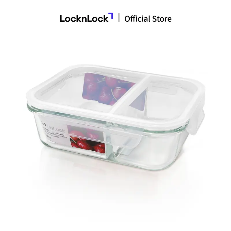 Hộp đựng thực phẩm thủy tinh LocknLock Blanc glass food container chia ngăn hoặc không chia ngăn, nắp cài 4 khóa, dùng được trong lò vi sóng 5
