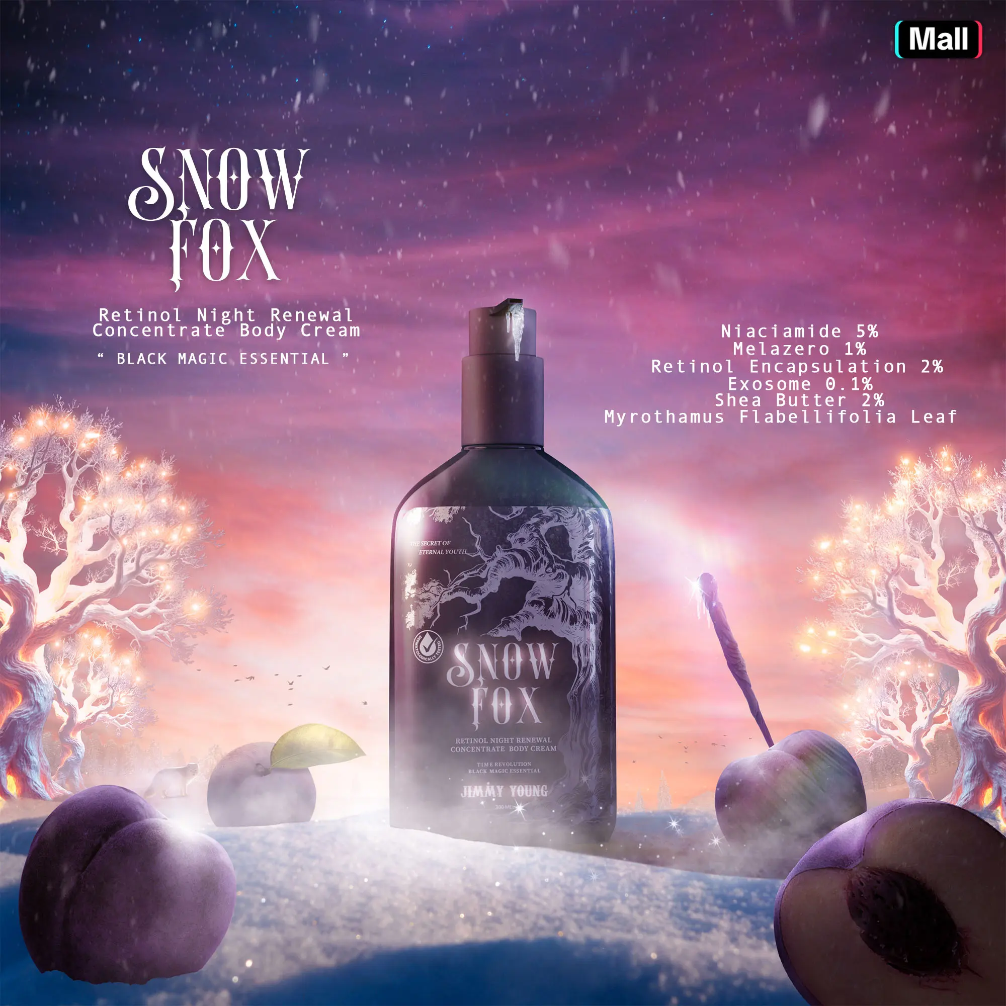 เรตินอลพืชคืนชีพไนท์ SNOWFOX RETINOL NIGHT BODY CREAM สโนว์ฟ๊อกซ์ บอดี้ครีม