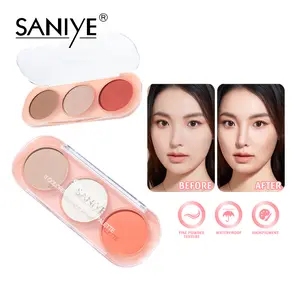 SANIYE LIVE 3 Warna Blush On Glitter Highlighter Palette Multi Fungsi Wajah Makeup E0358