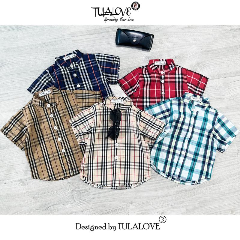  Áo Sơ Mi Cho Bé Trai Họa Tiết Kẻ Cực Xinh Tulalove 