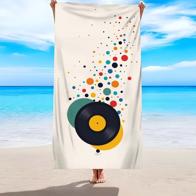 Vinyl Record Pattern Beach Towel, Soft Comfortable Lightweight Sand-proof Beach Towel, Water Absorbent Towel for Travel Swimming Surfing Camping 6