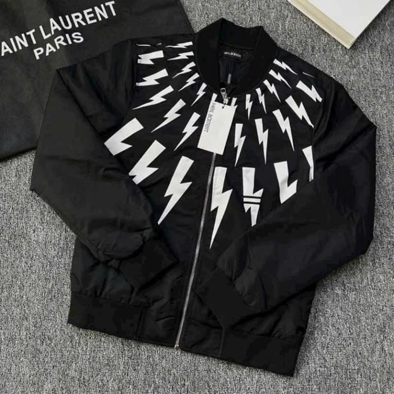 Áo khoác gió Nam Nữ họa tiết tia sét - áo gió bomber cổ bo dệt