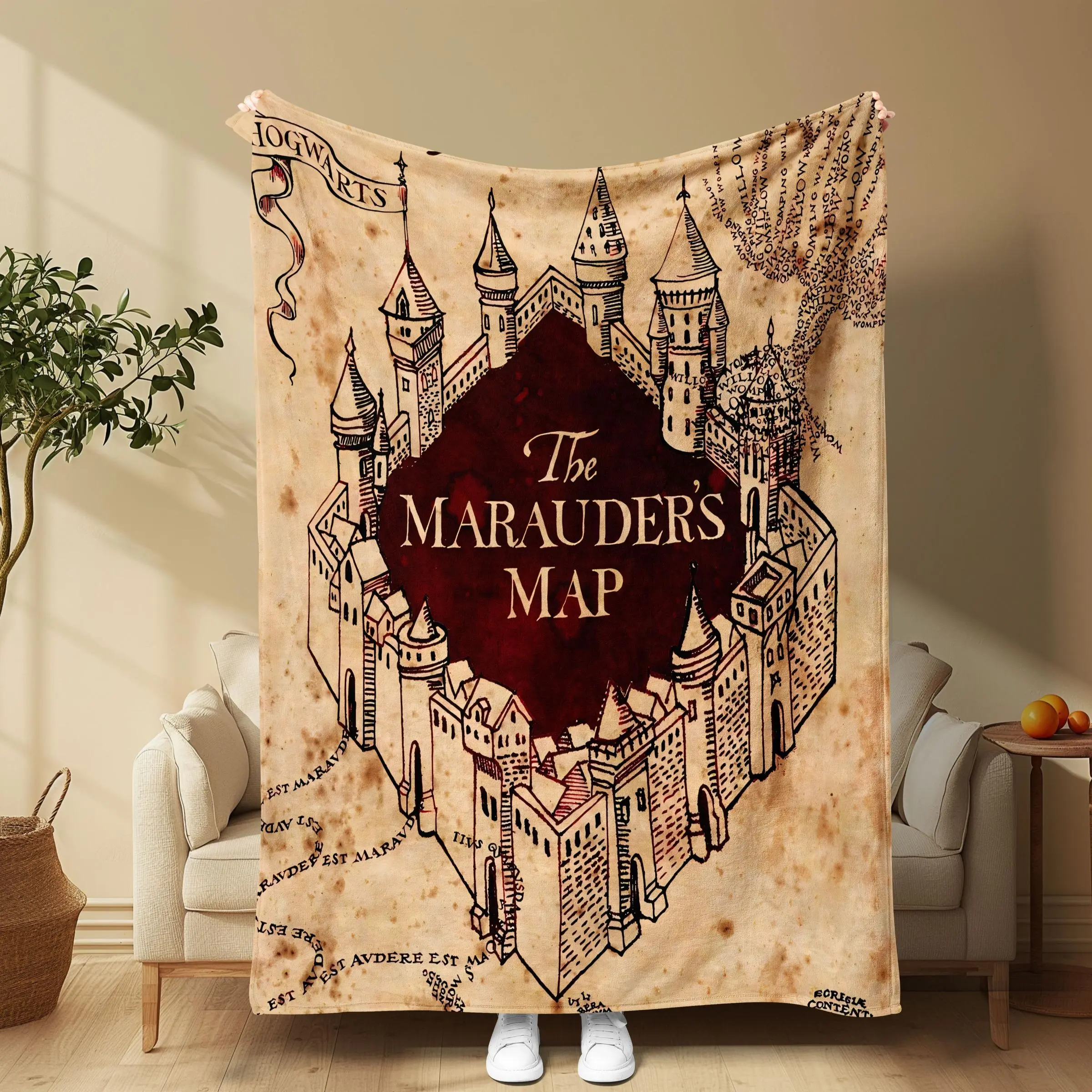 The Marauder's Map Pattern Blankets, Soft Comfortable Throw Blankets, Warm Napping Blanket for Home Office Travel Camping