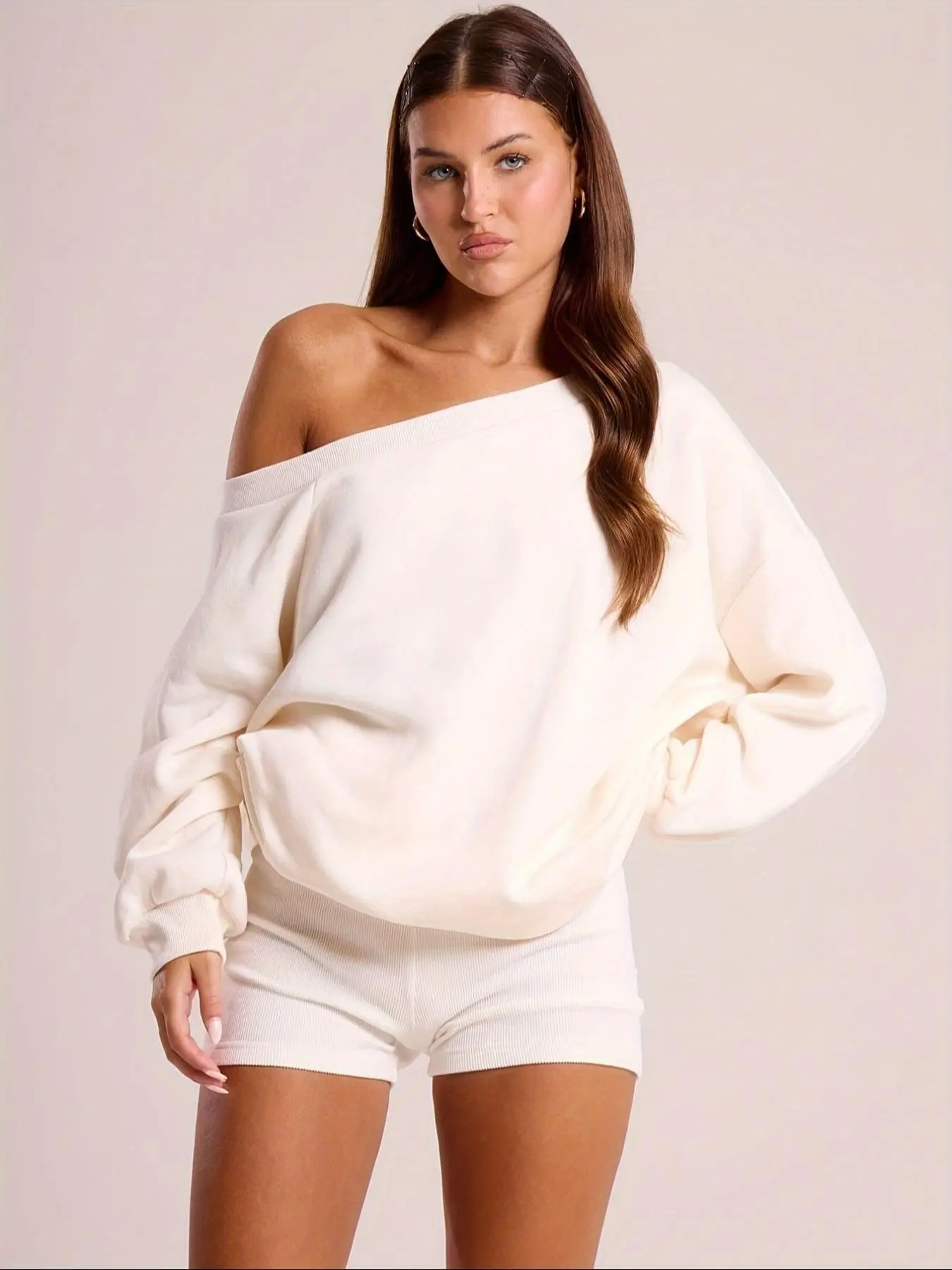 Women's Solid Raglan Sleeve Pullover Sweatshirt, Casual Long Sleeve Crop Sweatshirt for Fall & Winter, Women's Clothing for Daily Wear, Going Out Tops