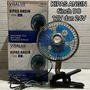 KIPAS ANGIN JEPIT DC AKI MOBIL 6" INCH VISALUX 12/24 VDC FE-15 CLIP SNI