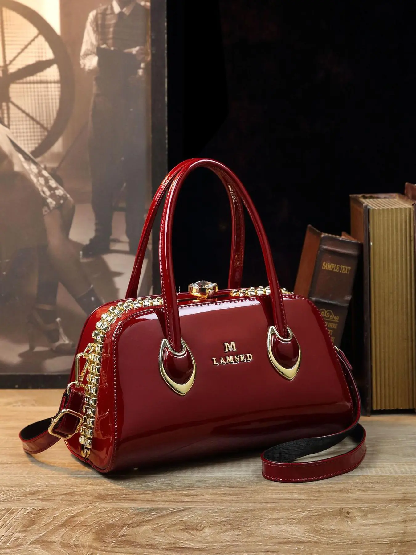 Women's Elegant Rhinestone Decorated Handbag, Fashionable Solid Color Handbag for Women, Casual Trendy Versatile High-quality Daily Commuting Bag
