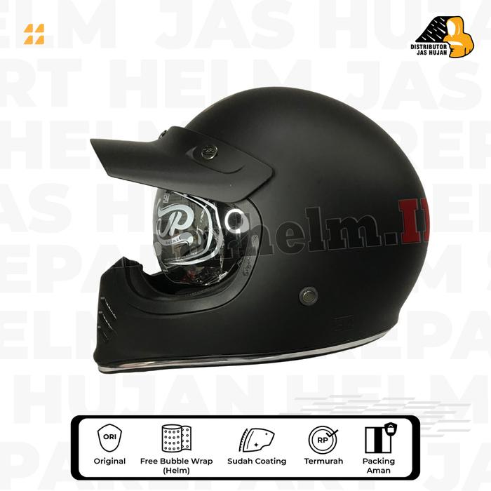 Gambar Helm Retro JP Signature Hitam Doff - L dari HelmPro Kota Bandung Tokopedia