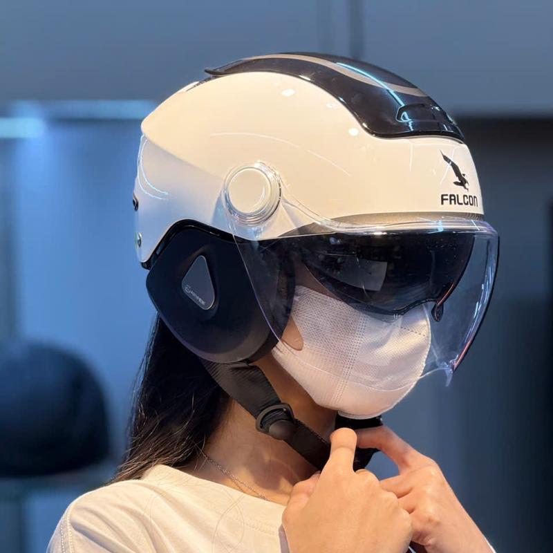 Mũ Bảo Hiểm Đạt Chuẩn Xe Máy Siêu Nhẹ Cao Cấp Nữa Đầu 2 Kính Falcon Bee New 2024