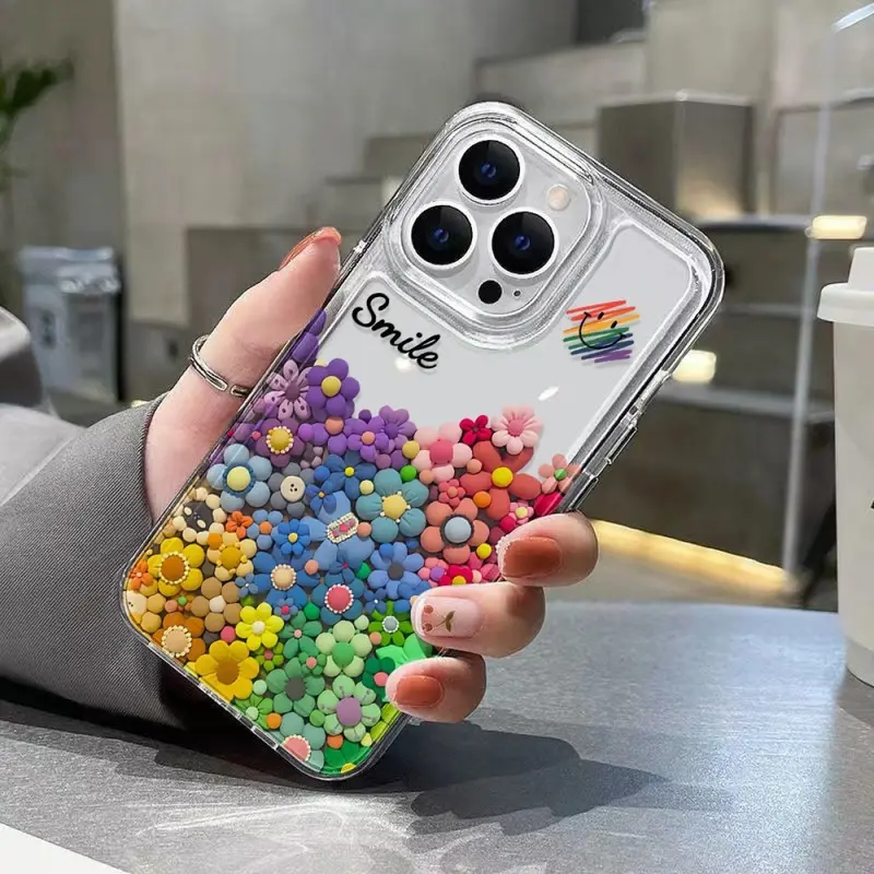 Phụ Kiện Ốp Điện Thoại, Thiết Kế Hoa Đầy Màu Sắc, Tương Thích Với iPhone 11, 12 / 13 / 14 / 15pro Max, Thiết Kế Động Vật nhỏ Dễ Thương, Chống Nước, Chống Sốc, Ốp Di Động 6
