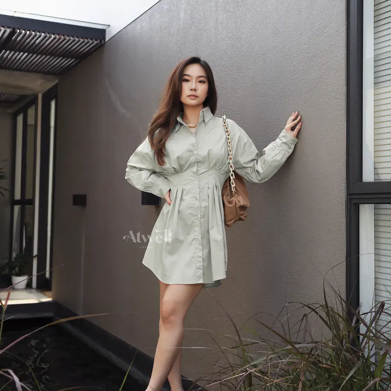 Atwell Apparel - Ava Shirt Dress - Dress Wanita Katun Midi Casual Simple 7