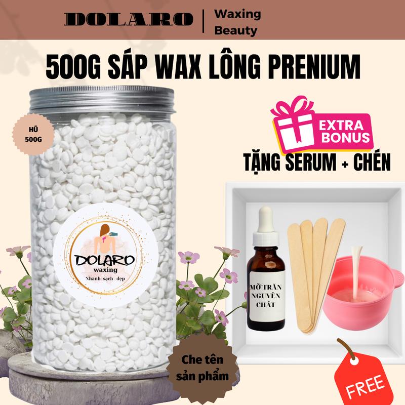 Tặng Chén + Serum Hũ 500g Sáp WAx Lông CAo CẤp DOLAROBEAUTY Tiện Lợi tặng kèm chén silicon serum que phết Women Nữ Cạo Râu