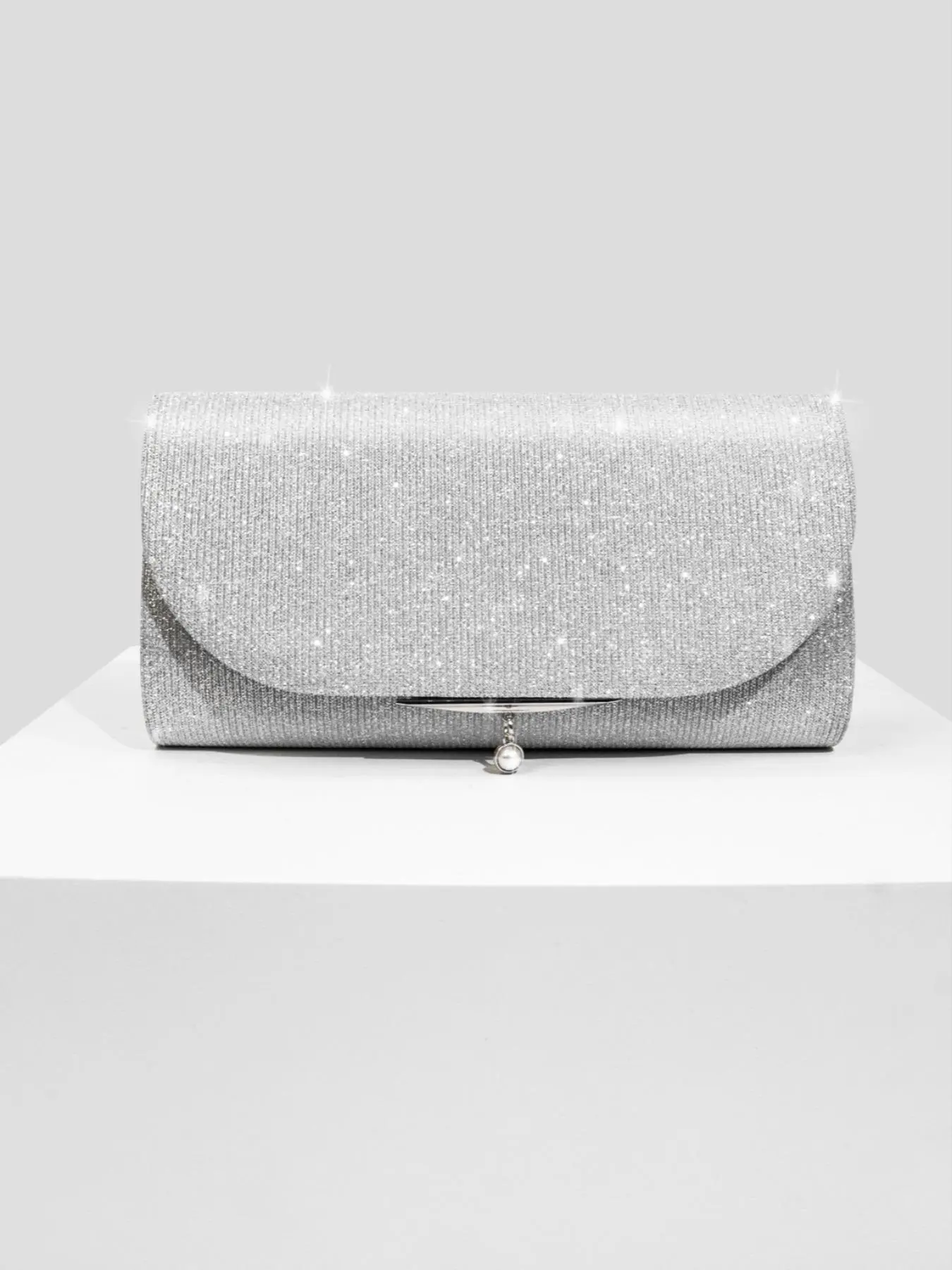 Women's Elegant Glitter Evening Bag, Exquisite Trendy Clutch Bag, Fashionable Chain Strap Shoulder Bag for Party Decoration