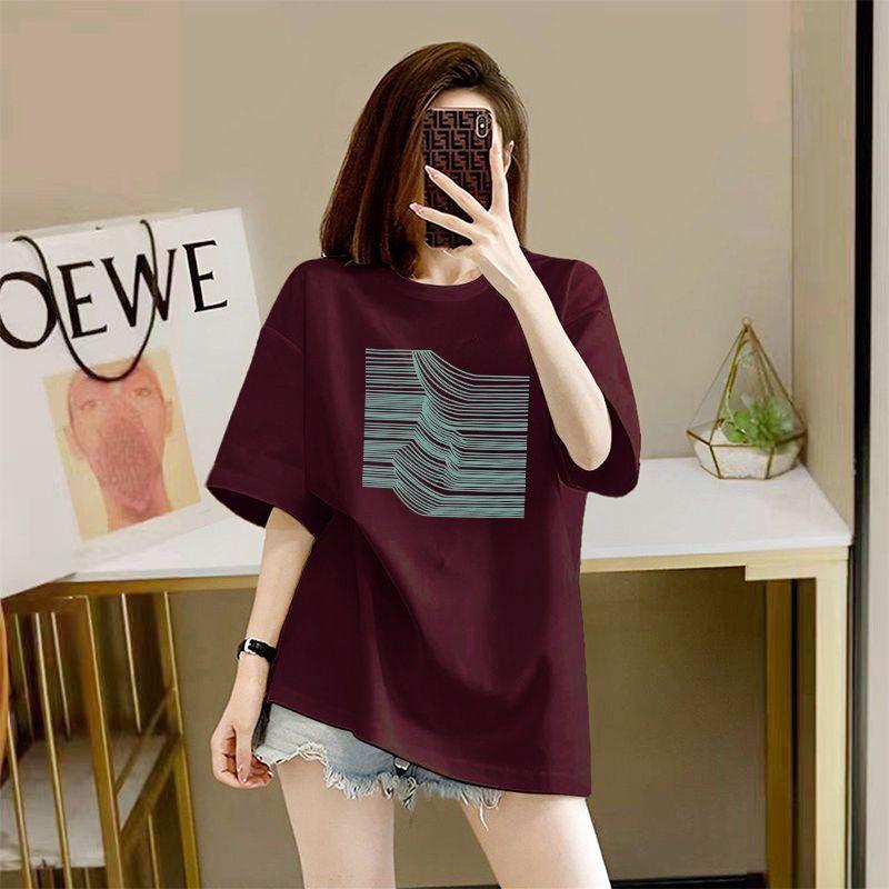 Product Introduction of Áo Thun Ngắn Tay Dễ Phối Đồ 100%, Dành Cho Nữ, Hàng Mới Về Mùa Hè 2024, Phong Cách Hàn Quốc, Ngoại Cỡ, Dáng Rộng Vừa Vặn, In Hình, Áo Dài Trung Bình 15