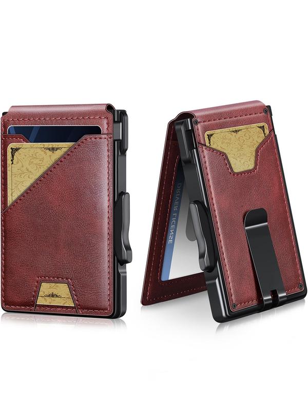 Men's Minimalist Bifold Wallet with Money Clip, 2025 New Style Slim Pu Leather Slots, Credit Card Holder & Rfid Blocking Dainty Gift for Your Love 0