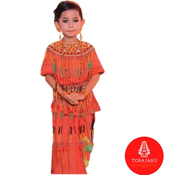 Baju Toraja Tallubuku Pakaian Adat untuk Anak Perempuan TK, SD, SMP, dan SMA Kain Tenun Asli Toraja 2