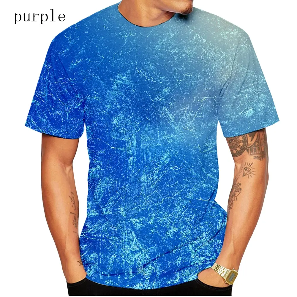 Men's short sleeve shirt 3DT printed shirt crew-neck summer top