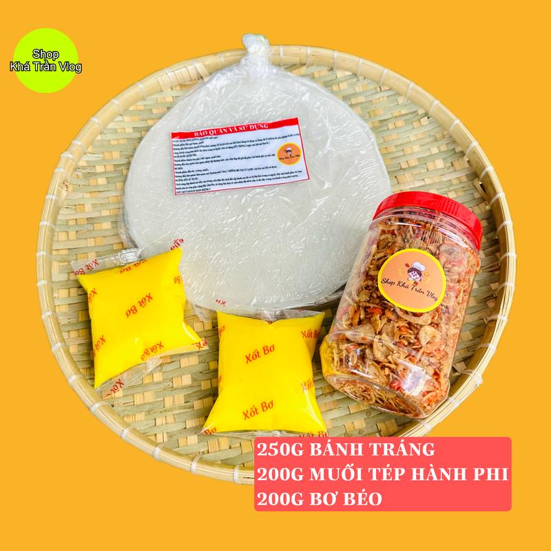  Bánh Tráng Phơi Sương 250gr Muối Ruốt Hành Phi 200gr và Bơ Béo 200gr 