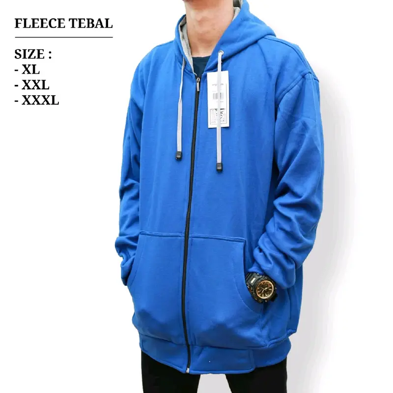 Jaket Jumbo Pria Wanita Big Size Cowok Cewek Oversize XL XXL XXXL XXXXL XXXXXL Ld 120 130 140 Hoodie Zipper Polos Distro Tebal Murah Premium Terbaru 7
