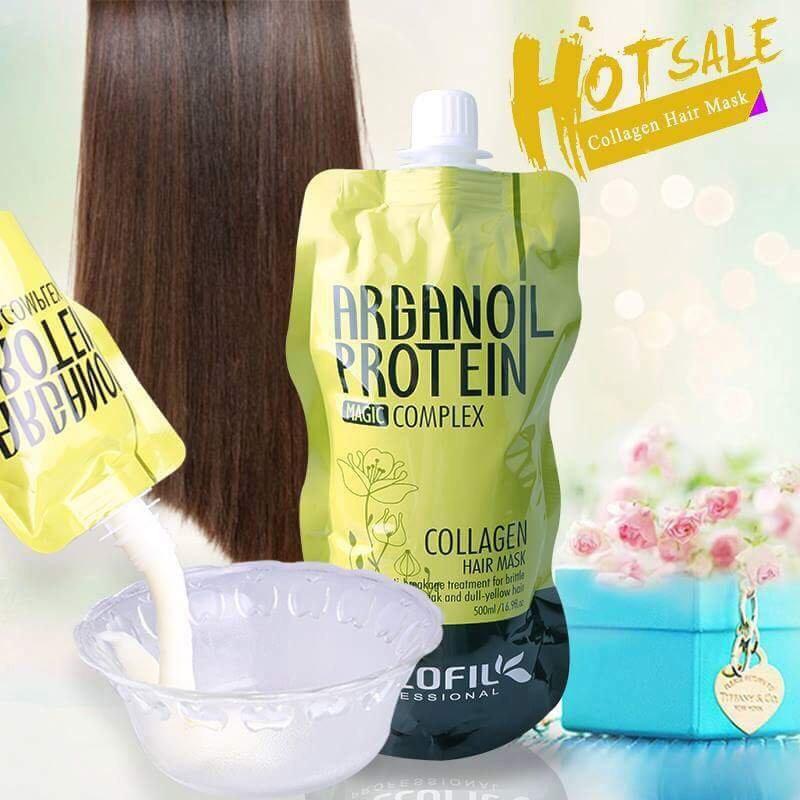 DELOFIL- DẦU HẤP Ủ TÓC PHỤC HỒI DƯỠNG ẨM COLLAGEN DELOFIL ARGANOIL PROTEIN SIÊU MƯỢT 500ML(TÚI) 1 đánh giá
