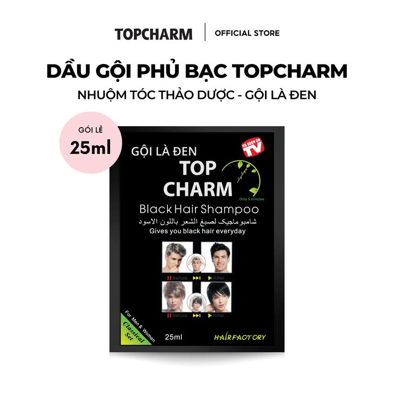 [DEAL CHỚP NHOÁNG] Dầu Gội Nhân Sâm Phủ Bạc Tóc Tại Nhà TOPCHARM - Phủ Bạc Đen Tóc, Gội Là Đen Đổi Màu Tóc Nhuộm Tóc Dưỡng Tóc Serum