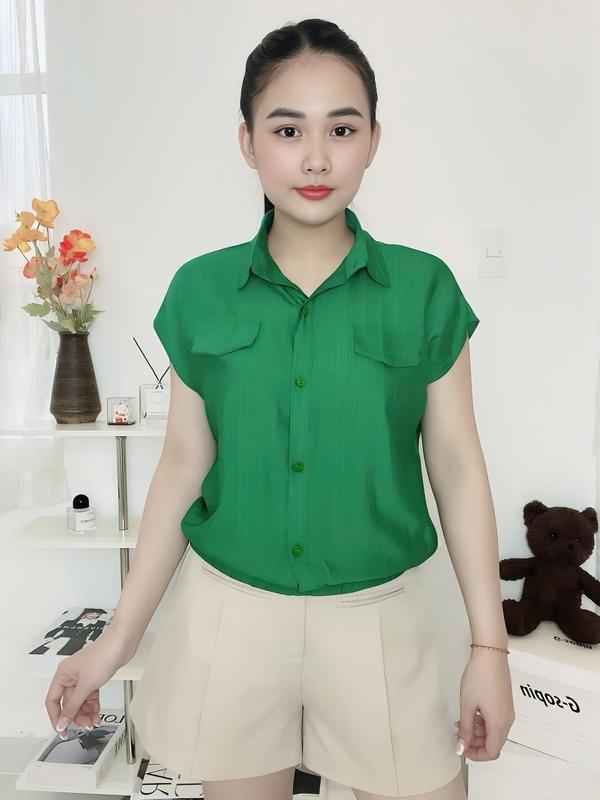 DEAL ĐẶC BIỆT Áo sơ mi nữ Women đũi tơ tay hến bo chun gấu nhiều màu Top