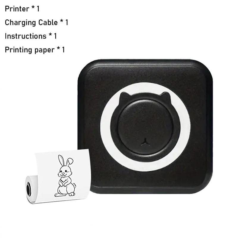 Portable Mini Thermal Printer, 1 Set Wireless Photo Printer with 1 Roll Paper, Pocket Inkless Multi-function Instant Photo Printer, Rechargeable Label Printer 7