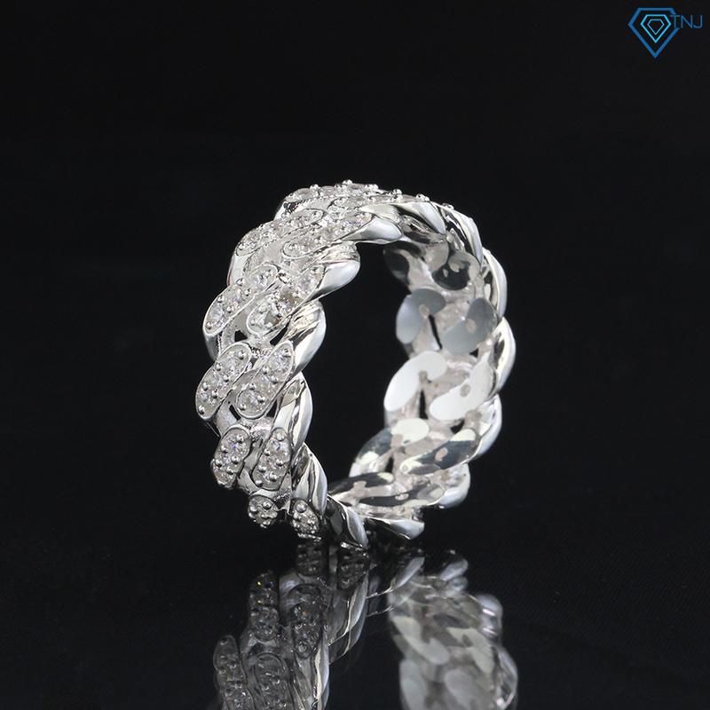 Nhẫn nam bạc thật đính đá mắt xích cá tính NNA0167 Trang Sức TNJ