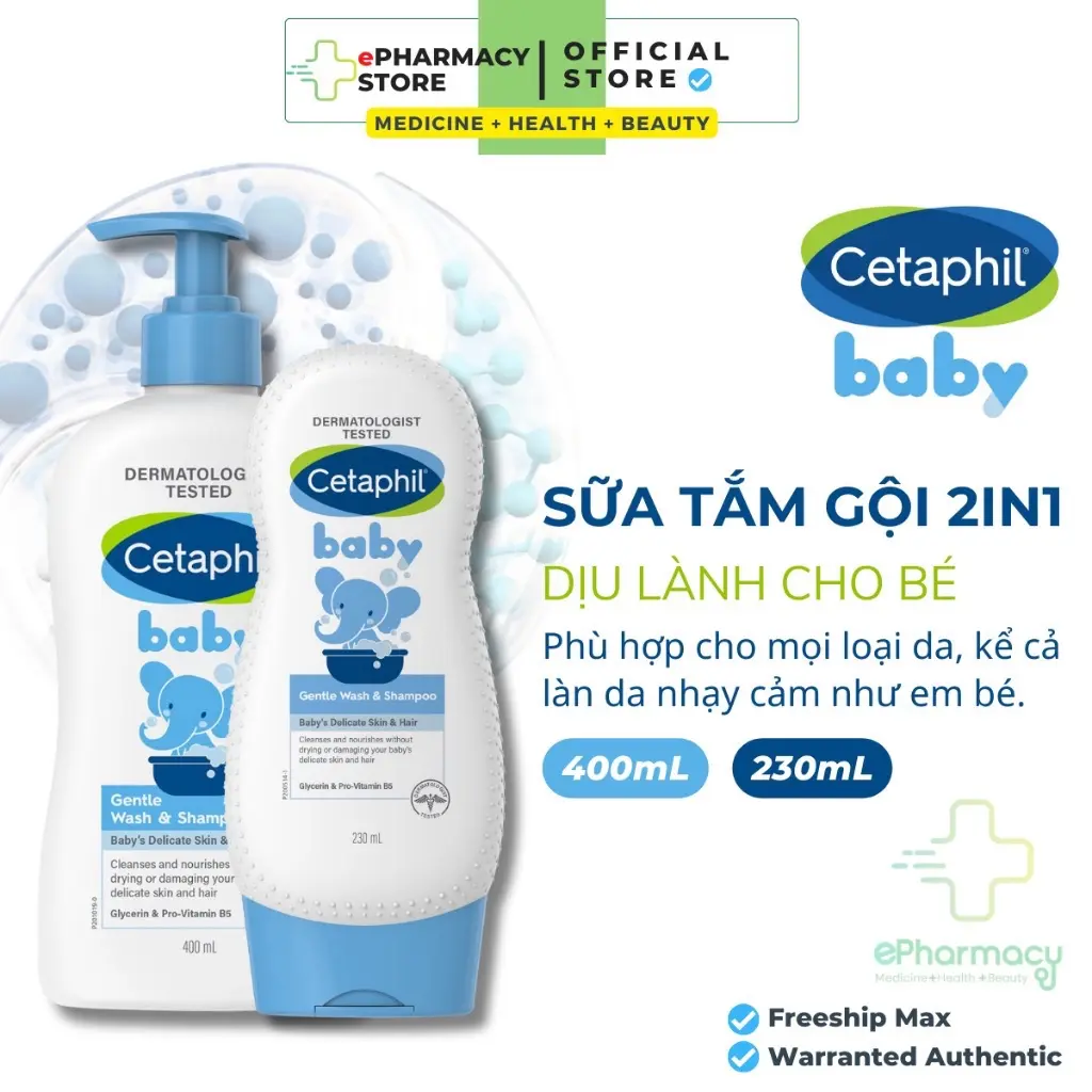 Sữa tắm gội Cetaphil cho bé sơ sinh