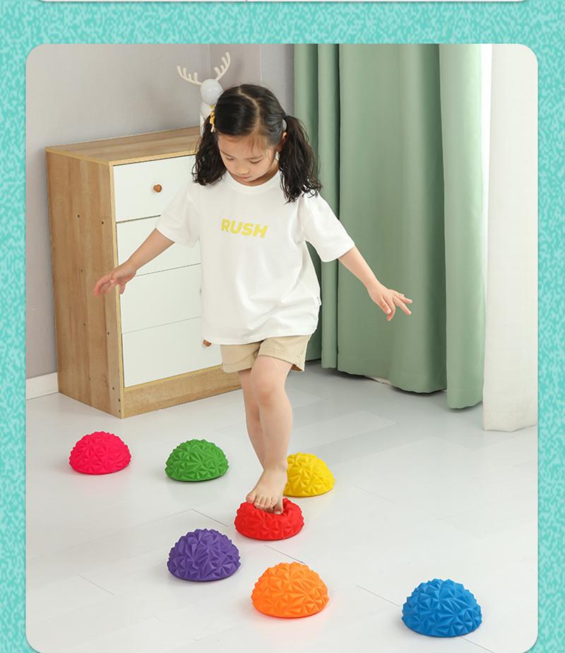Product Introduction of Children Inflatable Sensory Cushion Sports Toys Stepping Balance Stones Training Massage Ball PVC Sensorial Autismo Social Games 17
