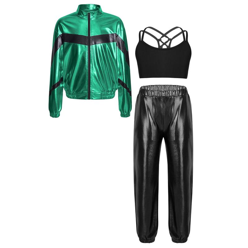 inhzoy Bộ 3 món thể thao khiêu vũ Hồi giáo cho nữ Bộ áo bomber dài tay kèm áo khoác và quần jogger Bộ đồ thể thao 5