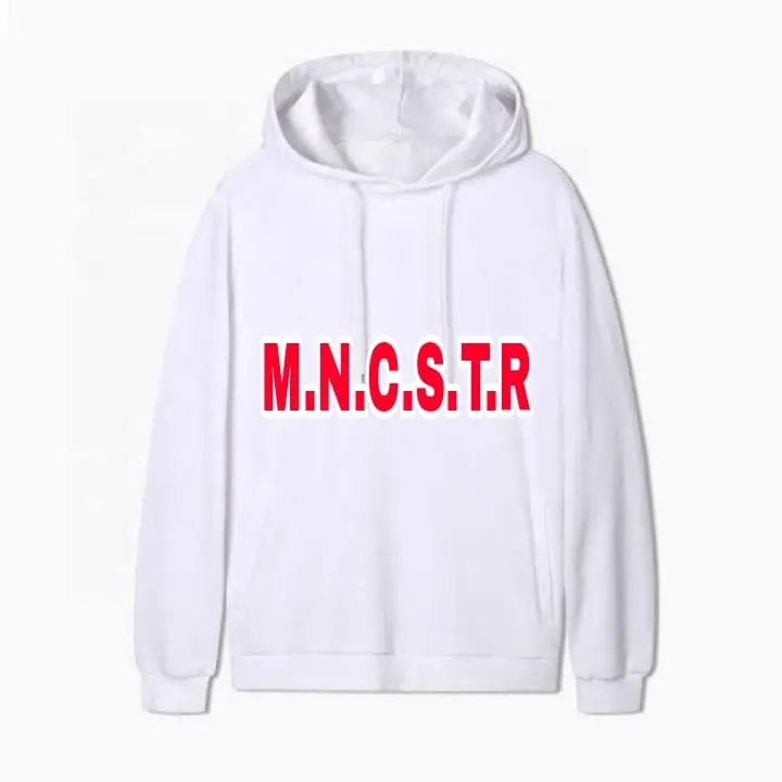 mncstr Hoodie polos putih jumper bahan fleece ready S samapi