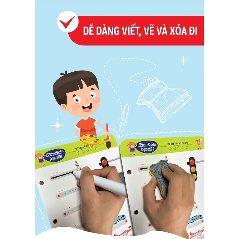 Sách - Bộ tập tô vẽ thông minh xóa được 64 trang kèm bút dạ - Đồ chơi Giáo Dục cho bé từ 1-5 tuổi Thanh Nga 4