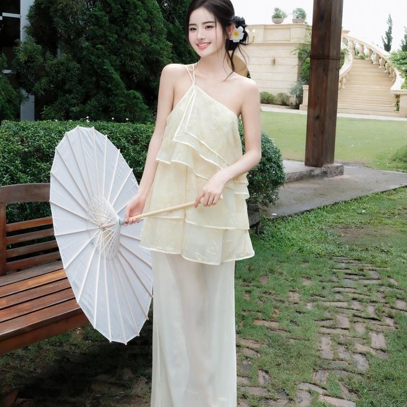 Khiết - Đầm dài Khiết thiết kế cổ yếm xếp tầng bay bổng, chất tơ hồ điệp mềm nhẹ nữ tính KD259