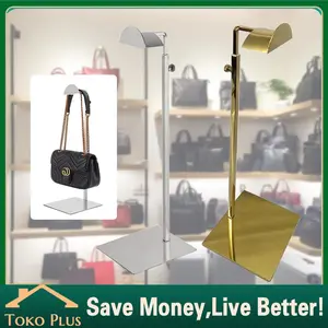 Stable Handbag Display Rack Bag Store toko Countertop Adjustable Display Holder Stand Tas necklaces Stainless Steel Wardrobe Purse Stand Gantungan Display Tas