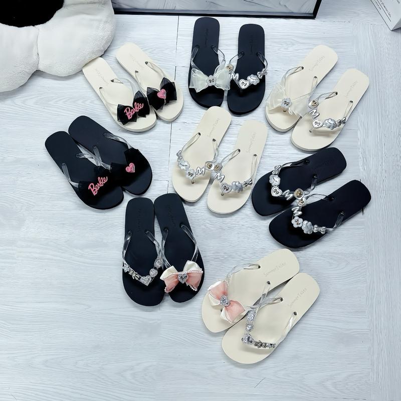 DÉP KẸP NƠ 2025 - DÉP THIẾT KẾ SANG CHẢNH - DÉP NỮ - DéP Shoes Women GiàY - Dép Lê - Xỏ ngón 2 dep kieu guốc đi biển vip có đính charm xinhlung xinh déplê giay depsieuben tông mềm deptoong