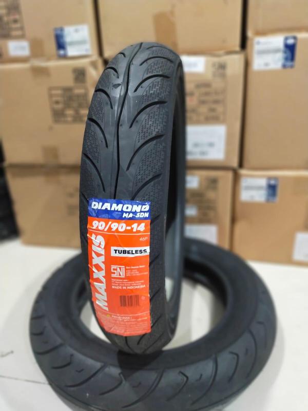 Paket Ban Motor Matic ring 14  Maxxis Diamond 80/90-14 dan 90/90-14 Tubeless Gratis Pentil 3