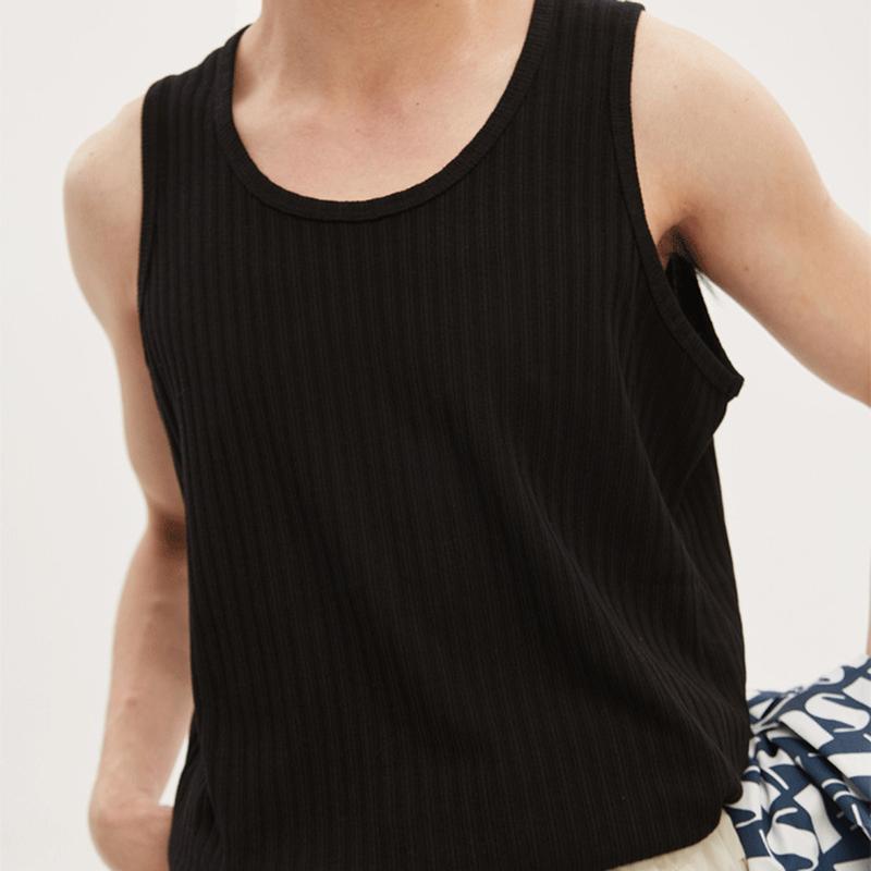 Áo Vest Thường Ngày Mùa Hè Cho Nam, Cổ Tròn, Không Tay, Gân Dọc, Áo Tập Thể Dục, Dáng Rộng Vừa Vặn, Màu Trơn Thích Hợp Cho Thể Thao Và Đi Chơi 5