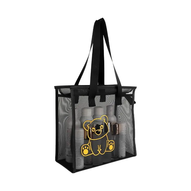 Túi Tote Đi Biển, Trong Suốt, Thời Trang, Làm Bằng Lưới Nylon, Thiết Kế Hoa Và Hoạt Hình, Túi Đựng Mỹ Phẩm Có Khóa Kéo, Túi Trong Suốt, Dành Cho Nữ 7