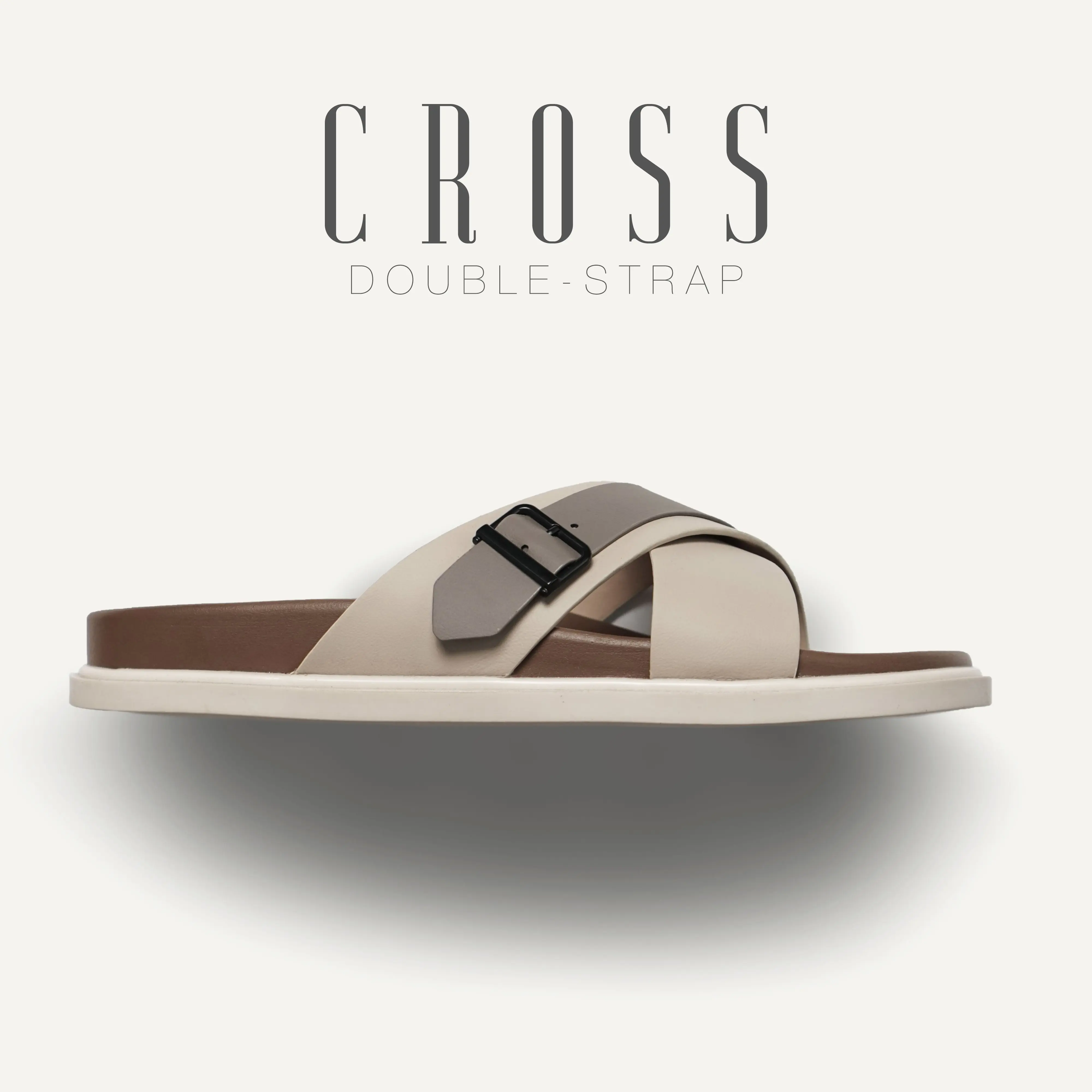 Dép Cao Su nam quai chéo cao cấp CROSS STRAP chống nước đế bằng thời trang êm chân TONKIN