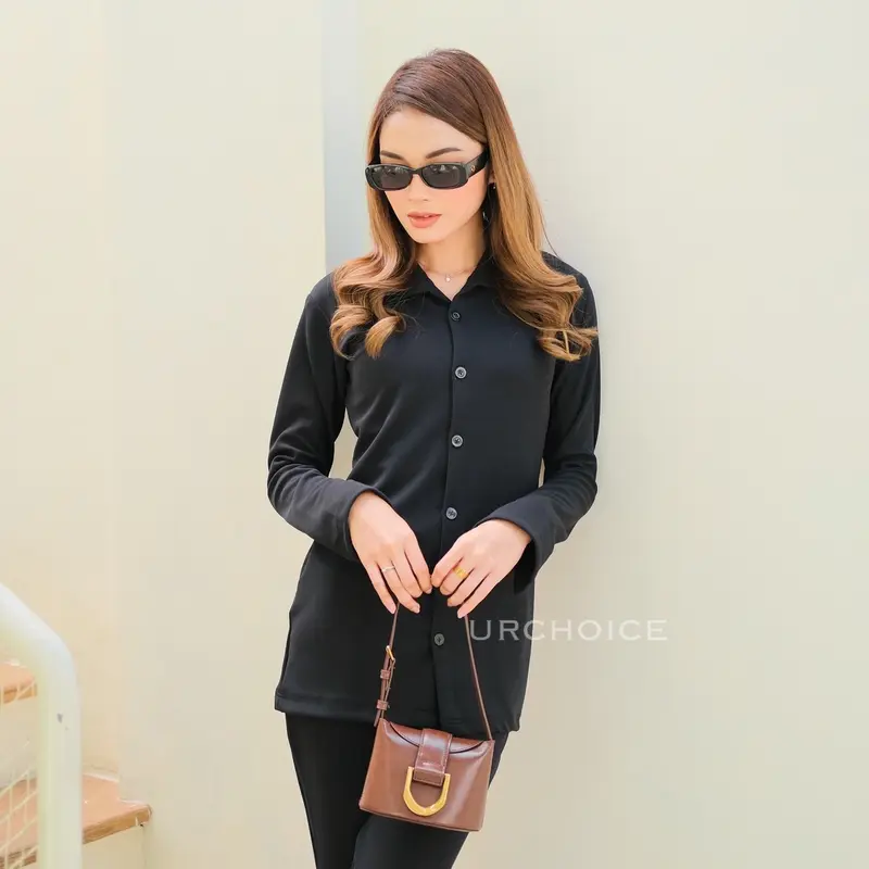 Kemeja Polo Top Knit Rib Long Sleeves - Atasan Kerah Lengan Panjang Premium Fit Knitwear 8