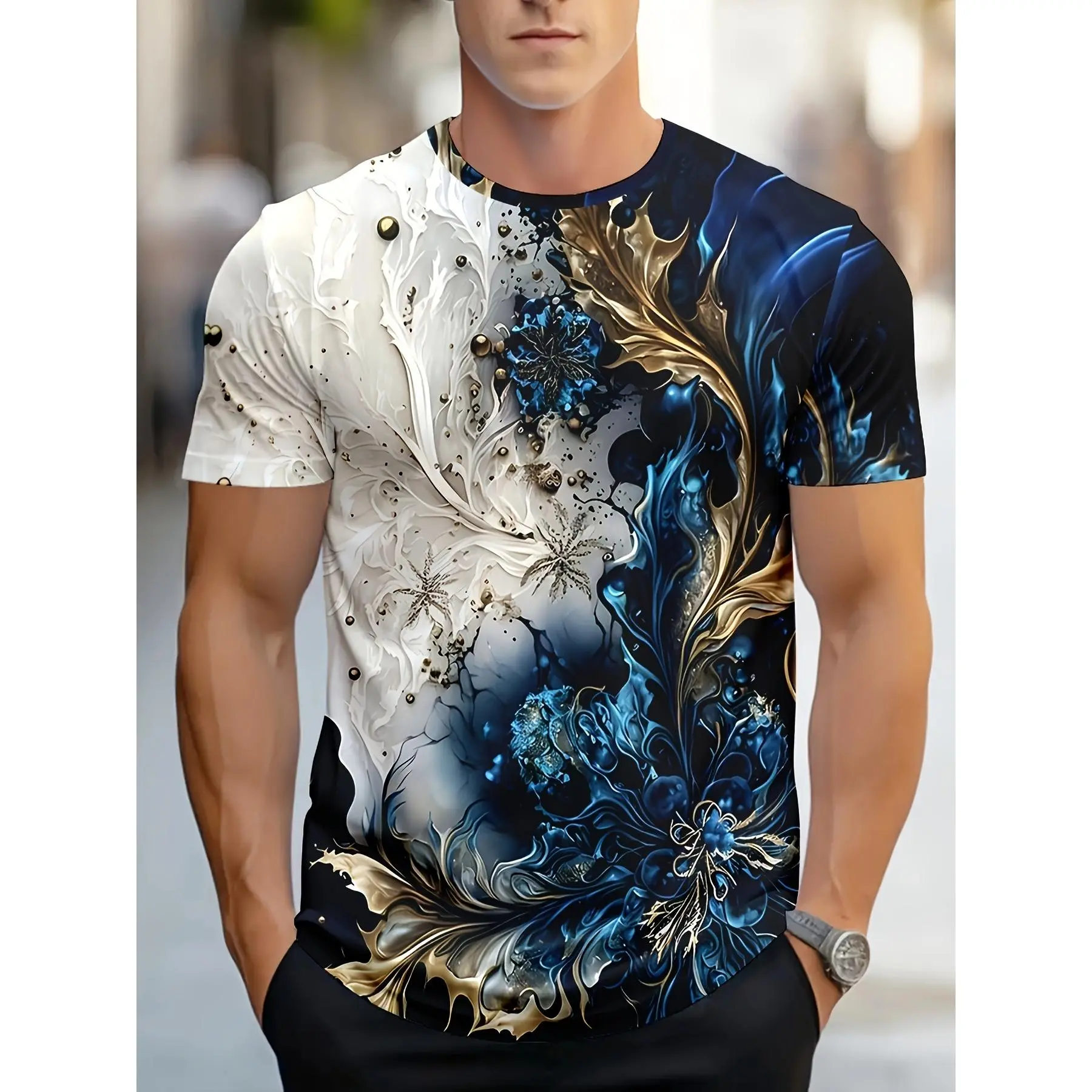 Áo Thun In Hình San Hô Trong Mơ, Họa Tiết 3D, Dành Cho Nam Giới, Phong Cách Thường Ngày Làm Bằng Polyester, Cổ Tròn, Hoàn Hảo Cho Mùa Hè