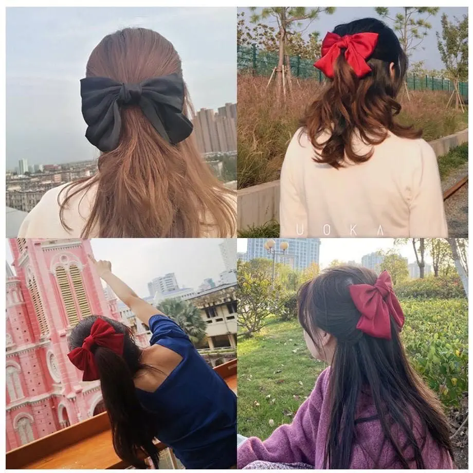 Jepit Rambut Pita Besar Big Bow Klip Big Bow Flower Jepit Rambut Satin Jepit Pita Wanita Clips